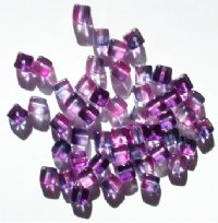 50 6x6mm Crystal, Fuchsia, & Purple Cube Beads